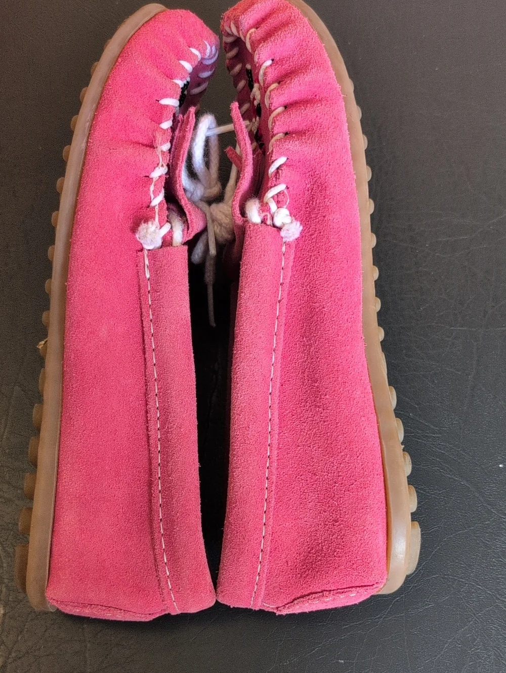 Minnetonka Pink Beaded Suede Moccasin Flats